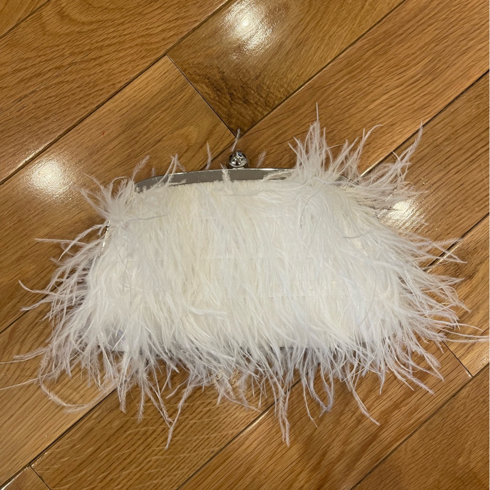 BHLDN white feather clutch